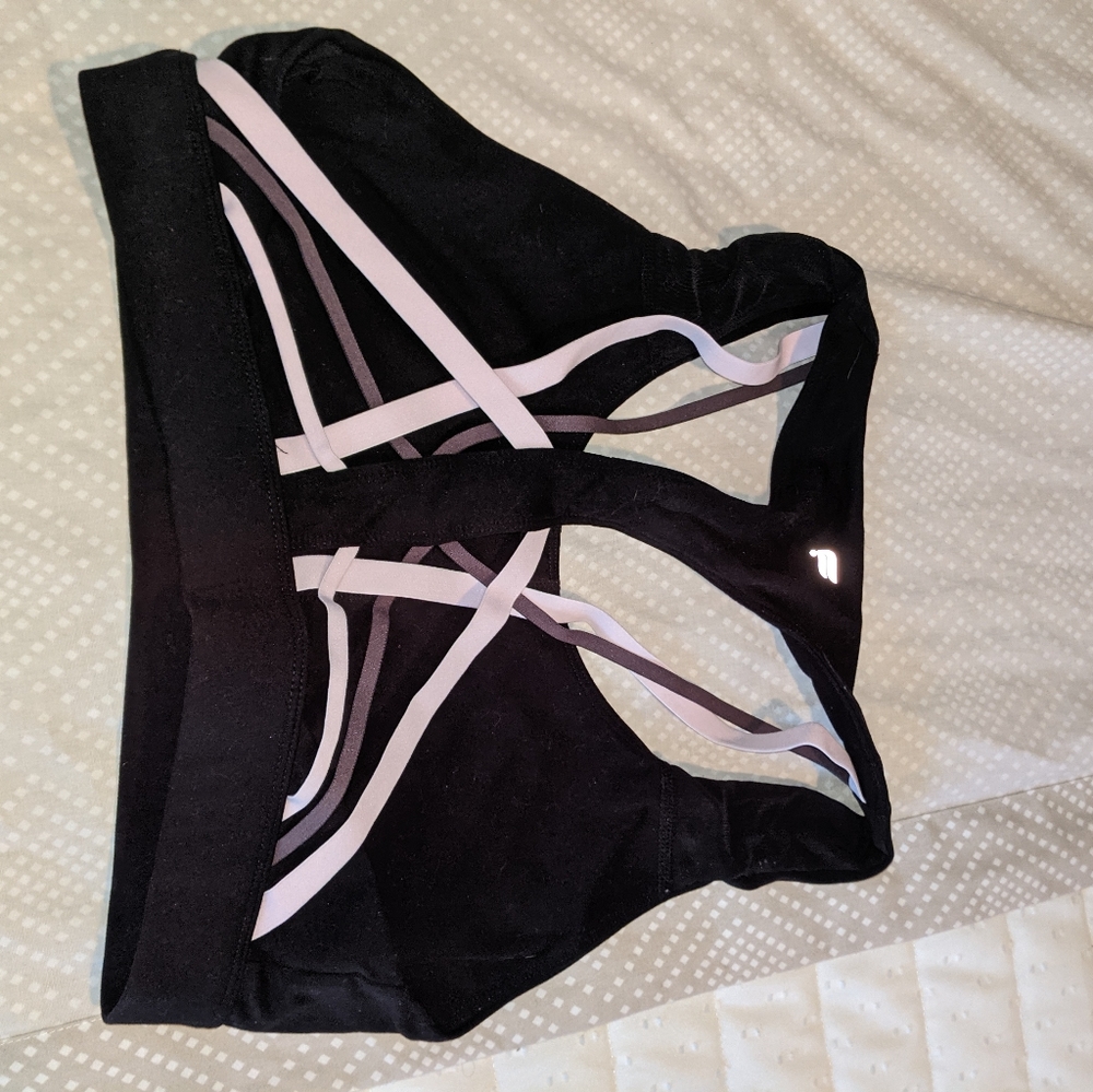 Fabletics sports bra, cross detail, large, black